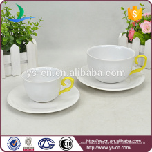 Wholesale yellow hand shank elegant Ceramic Cup and Saucer